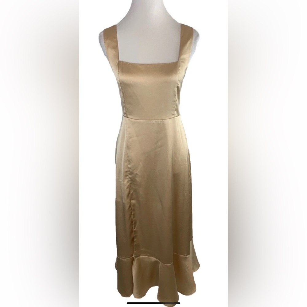 Show Me Your Mumu Claire Midi Dress champagne luxe satin size M